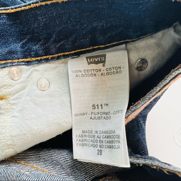 Levi’s 511 Skinny Distressed Long Bermuda Jean Denim Shorts - Picture 11 of 11